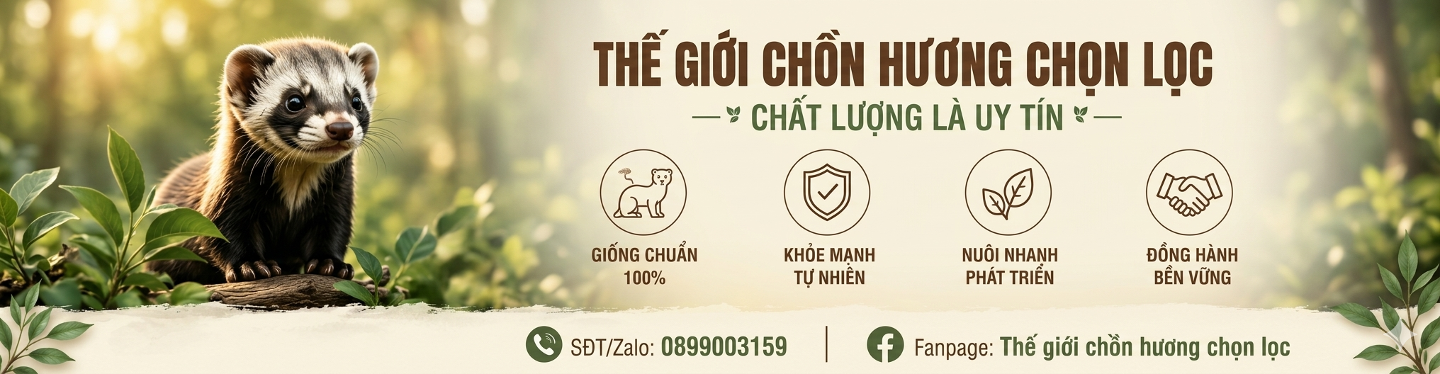 Chồn hương giống khỏe mạnh, thuần chủng, ăn tốt, dễ nuôi, hỗ trợ kỹ thuật tận tâm. Thế Giới Chồn Hương Chọn Lọc – cung cấp chồn giống chất lượng toàn quốc.