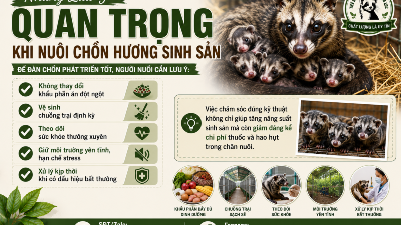 Hướng Dẫn Kỹ Thuật Chăm Sóc Chồn Hương Sinh Sản Hiệu Quả, Tăng Tỷ Lệ Đậu Con, Chăm chồn mới sinh